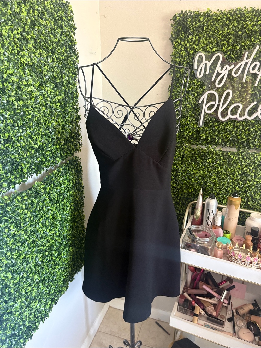 Classic Black V-Neck Spaghetti Strap Dress BCBGeneration